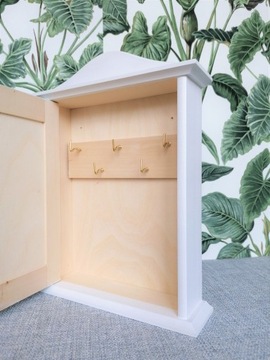 ШКАФ ДЛЯ КЛЮЧЕЙ, ВЕШАЛКА, 100% ДЕРЕВО, БЕЛЫЙ