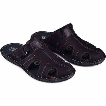 Pánske kožené papuče kryté čierne Kampol veľ.41