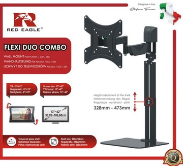 КРЕПЛЕНИЕ ДЛЯ ТЕЛЕВИЗОРА С ПОЛОЧКОЙ-ДЕКОДЕРОМ 13–42 ДЮЙМА