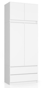 Szafa dwudrzwiowa S90 biała 90cm z nadstawką AKD