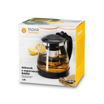 Стеклянный ЧАЙНЫЙ кувшин, заварник для кофейных трав, большая ручка, 1,8 л Tadar