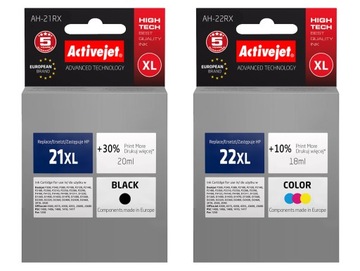 2X TUSZ ACTIVEJET 21XL 22XL DO HP F2180 F2280 F4180 D1560 1415 1410 KOMPLET