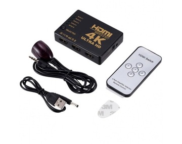 Переключатель HDMI 3D 4K Ultra HD 5-вход 25м + пульт ДУ