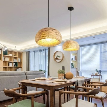 ПОДВЕСНОЙ СВЕТИЛЬНИК БАМБУКОВЫЙ E27 БОХО В УПАКОВКЕ 38см