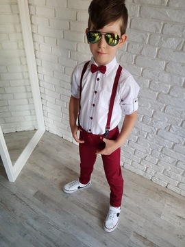 Komplet elegancki 4 części bordo 86