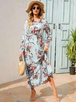 Autumn/New Floral Long Sleeve Dresses Round Neck H