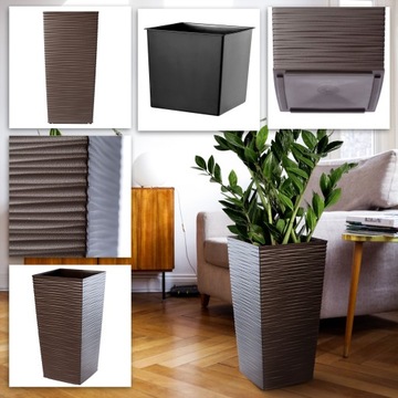 ЦВЕТОЧНЫЙ ГОРШОК С КРЫШКОЙ ПОДСТАВКА ДЛЯ ЦВЕТОВ HIGH GARDEN MOCHA 24x47см