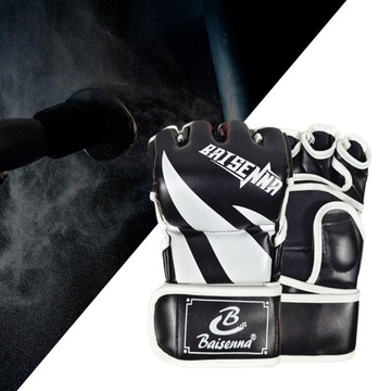 Rękawice Mma Half Finger Taekwondo Kick Rękawice bokserskie Tłoczenie Czarne Białe