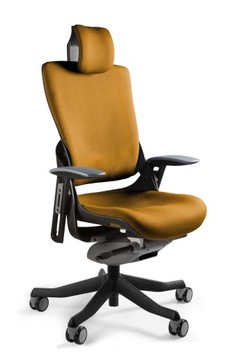 Fotel WAU 2 Żółty Biurowy Krzesło Tkanina Ergonomiczny Obrotowy Wysoki 130k
