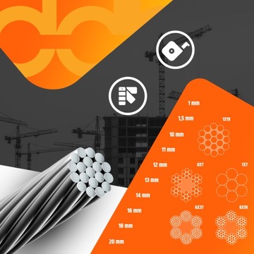 Lina linka stalowa 6mm splot 6x7 ocynk ocynkowana 5m gospodarcza metalowa