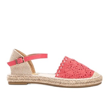 Czerwone Tkanina Buty Damskie Espadryle r.37