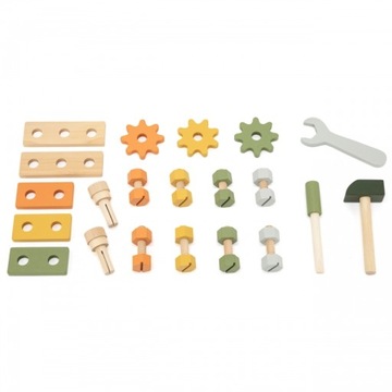 ZESTAW 2W1 DREWNIANY MINI WARSZTAT SKRZYNKA Z NARZĘDZIAMI