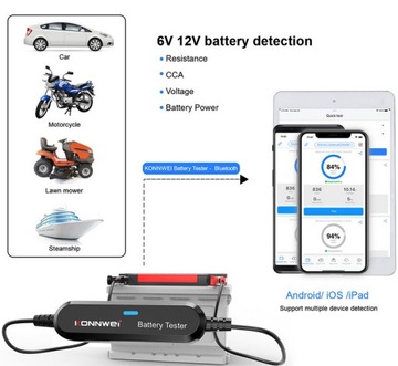 ТЕСТЕР АККУМУЛЯТОРА 6 В 12 В Bluetooth 5.0, польский