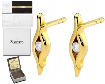 ZŁOTE KOLCZYKI Z BRYLANTAMI 0,08 CT SZTYFTY WKRĘTY