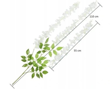 12 SZT Glicynia 110 cm Kwiaty Girlanda Bia?a XXL