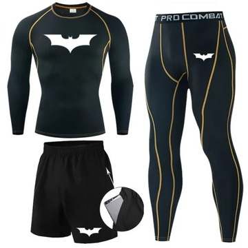 Męski kompresyjny zestaw bielizny MMA męski kalesony T-shirt legginsy