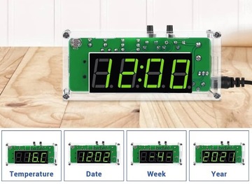 Часы электронные 4-БИТ Зеленые с корпусом. Учимся паять набор своими руками