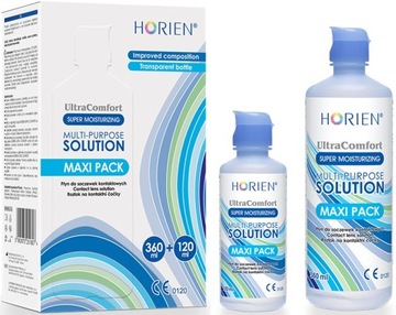 PŁYN DO SOCZEWEK HORIEN 360 ml + 100 ml + pojemniczek
