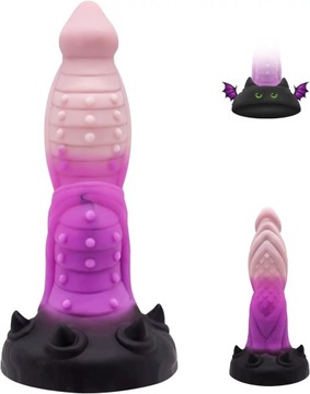 duże monster Dildo Fantasy smok fiolet kolcami kolce prążkowane