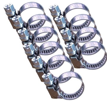 10x OPASKI ZACISKOWE CYBANTY ZACISKI ślimakowe metalowe SKRĘCANE 12-20mm