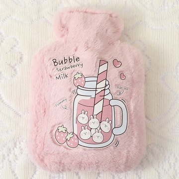 Cartoon Plush Bear Hot Water Bottle Water Filled Flannel Hand Warmer