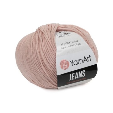 50g włóczka, 55% bawełna 45% akryl, YarnArt Jeans blady róż 83