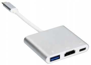 Hub 3w1 Adapter Macbook USB C - HDMI+USB3.0+PD