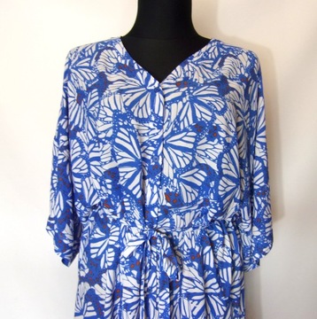 koszulowa sukienka letnia plażowa w motyle 50/52/54 plus size