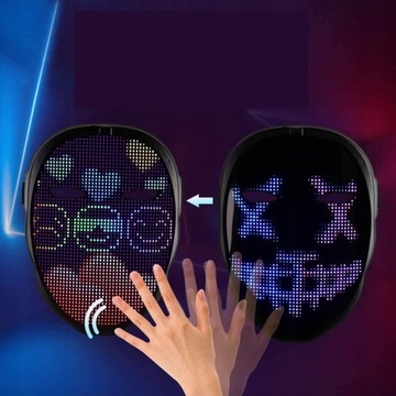 СМЕННАЯ МАСКА ДЛЯ ХЭЛЛОУИНА СВЕТЯЩАЯСЯ СВЕТОДИОДНАЯ ПРОГРАММИРУЕМАЯ УПРАВЛЕНИЕ ЖЕСТАМИ ПРИЛОЖЕНИЯ