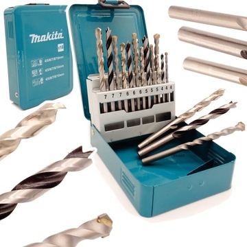 Makita 18 szt Wiertła do Metalu Drewna Betonu