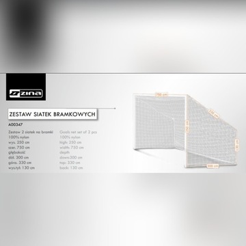 ZESTAW SIATKI DO PIŁKI NOŻNEJ 7.5x2.5 ZINA A00347