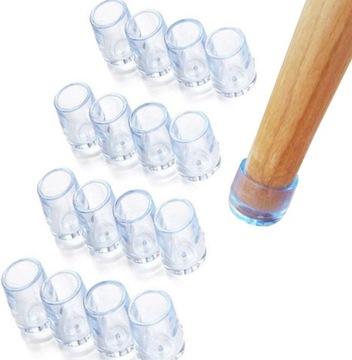NAKŁADKI NASADKI ZAŚLEPKI NA NOGI KRZESŁA 19MM 16x OCHRONNE SILIKONOWE