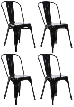 4x krzesło metal nowoczesne czarne połysk loft