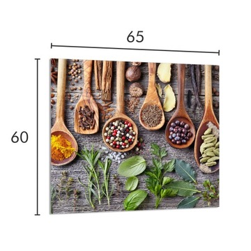 PANEL SZKLANY DO KUCHNI 65x60 Przyprawy SZKŁO HARTOWANE