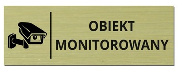 TABLICZKA OBIEKT MONITOROWANY 20x7cm Aluminium Złota UV