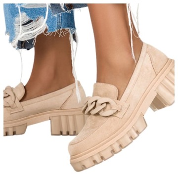 PÓŁBUTY DAMSKIE Z ŁAŃCUCHEM NA PLATFORMIE MODNE 39