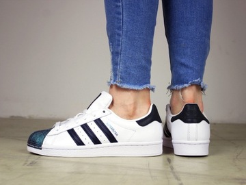 damskie buty Adidas Superstar UNIKAT SKÓRA trampki skórzane sneakersy białe