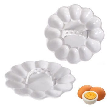 TALERZ NA JAJKA PÓŁMISEK PORCELANOWY 12 JAJ UCHWYT