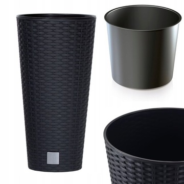 DONICZKA DONICA ZEWNĘTRZNA RATTANOWA ANTRACYTOWY Z WKŁADEM OSŁONKA WYSOKA