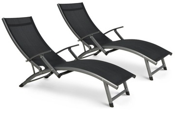 2x LEŻAK leżanka OGRODOWY tarasowy PLAŻOWY aluminiowy RELAX CZARNY