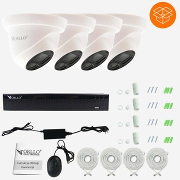 НАБОР ИЗ 4 НАРУЖНЫХ КАМЕР МОНИТОРИНГА POE ORLLO Eco Dome FHD 2MPx IR
