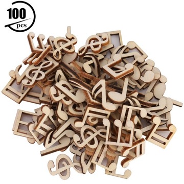 100 szt. Drewniana nuta mieszana dekoracyjna 2cm