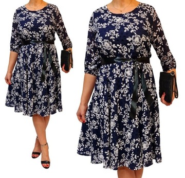 Sukienka klosz plus size 42 44 46 48 50 52 54 56