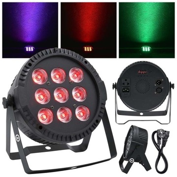 REFLEKTOR PROJEKTOR LASEROWY DYSKOTEKOWY KOLOROFON LED PAR RGBW 9x10 W LED