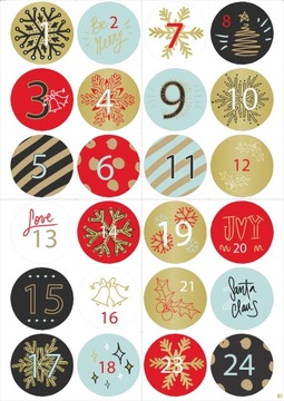 РОЖДЕСТВЕНСКИЕ НАКЛЕЙКИ АДВЕНТ-КАЛЕНДАРЬ А4 выкройки