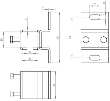 Боковое крепление к профилю 30х30, подвесная система.