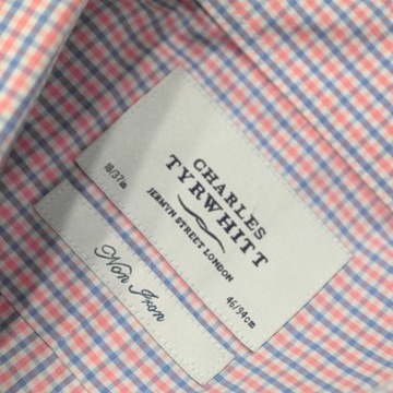 CHARLES TYRWHITT _ ELEGANCKA W KRATĘ KOSZULA Z LOGO _ XXXL