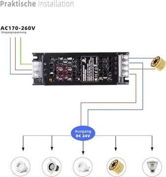 Светодиодный источник питания Dusktec 24 В 200 Вт 8,3а Slim Slim