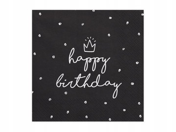 Serwetki Happy Birthday, 33x33 cm