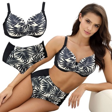 STRÓJ KĄPIELOWY DWUCZĘŚCIOWY WYSOKI STAN USZTYWNIANY KOSTIUM DAMSKI ROZ 70H